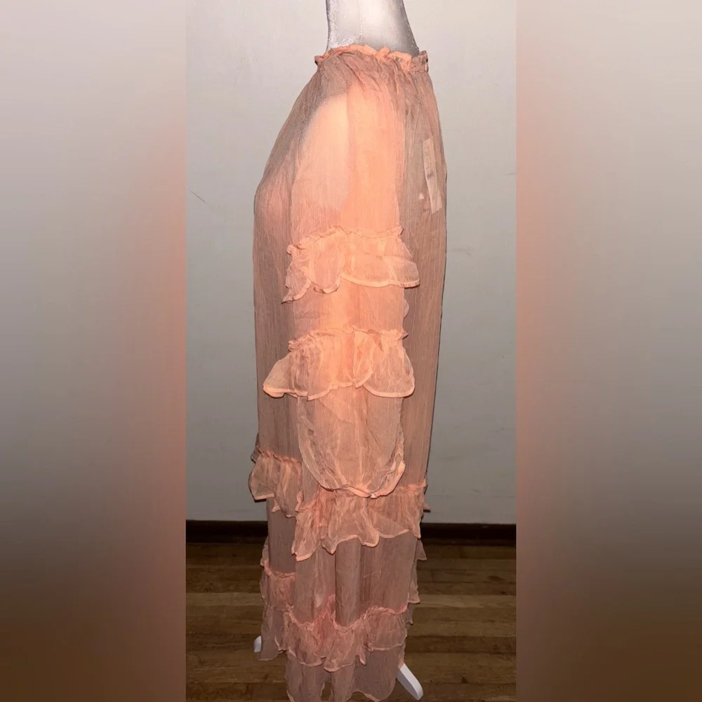 NWT J.Crew Tiered ruffle dress in chiffon 4 Glowy Peach Capro Bridesmaid Preppy